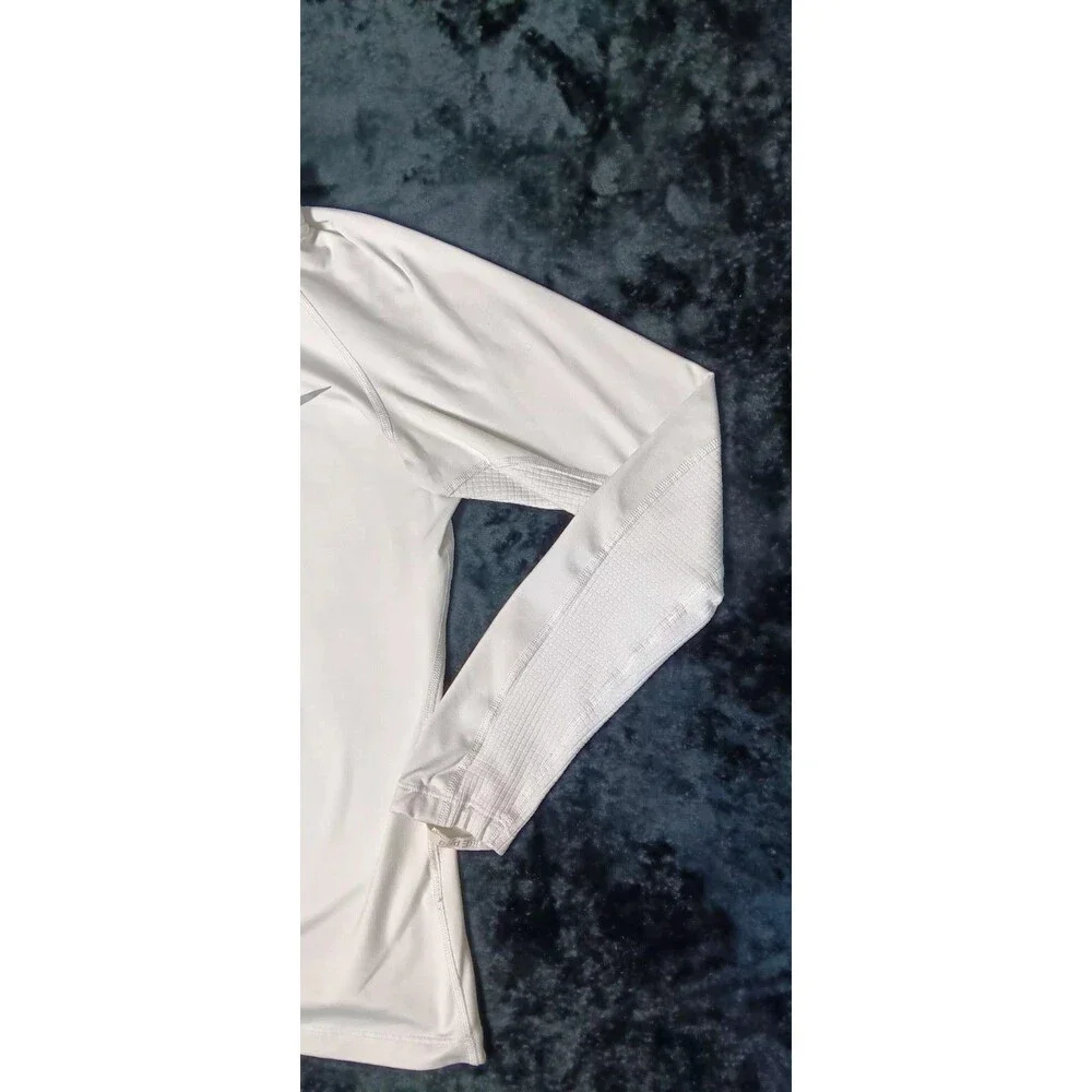 Nike Tempo Dri Fit Long Sleeve Quarter Zip Running Top S Ivory White Activewear